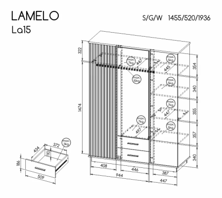 Dolmar SZAFA TRZYDRZWIOWA LAMELO LA15 - zdjecie nr 1