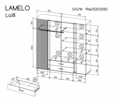 Dolmar SZAFA CZTERODRZWIOWA LAMELO LA18 - zdjecie nr 1