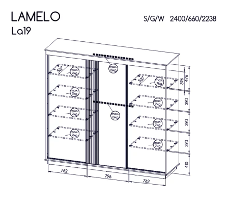 Dolmar SZAFA PRZESUWNA LAMELO LA19 240CM - zdjecie nr 1